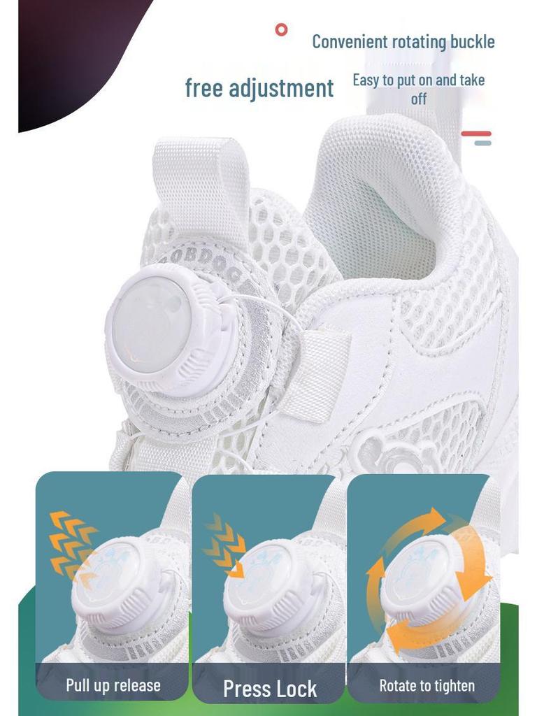 Babu Dou Kids' Breathable White Mesh Sports Shoes