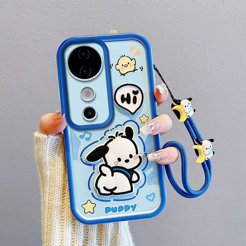 KEYSION Coque Antichoc pour VIVO V40 5G V40 Pro 5G avec Cordon Silicone Souple Mignon Poupée Dessin Animé 3D Housse de Téléphone pour VIVO V40 Pro