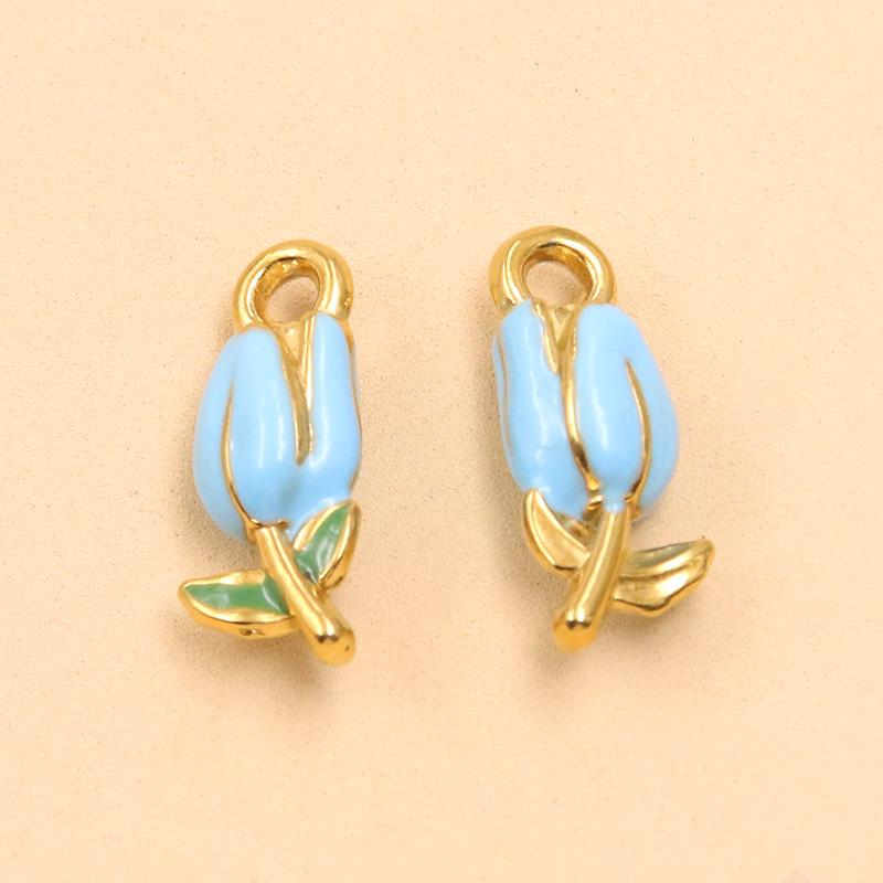 Multicolor 8x20mm Gold-Plated Stainless Steel Tulip Pendant for DIY Jewelry Making