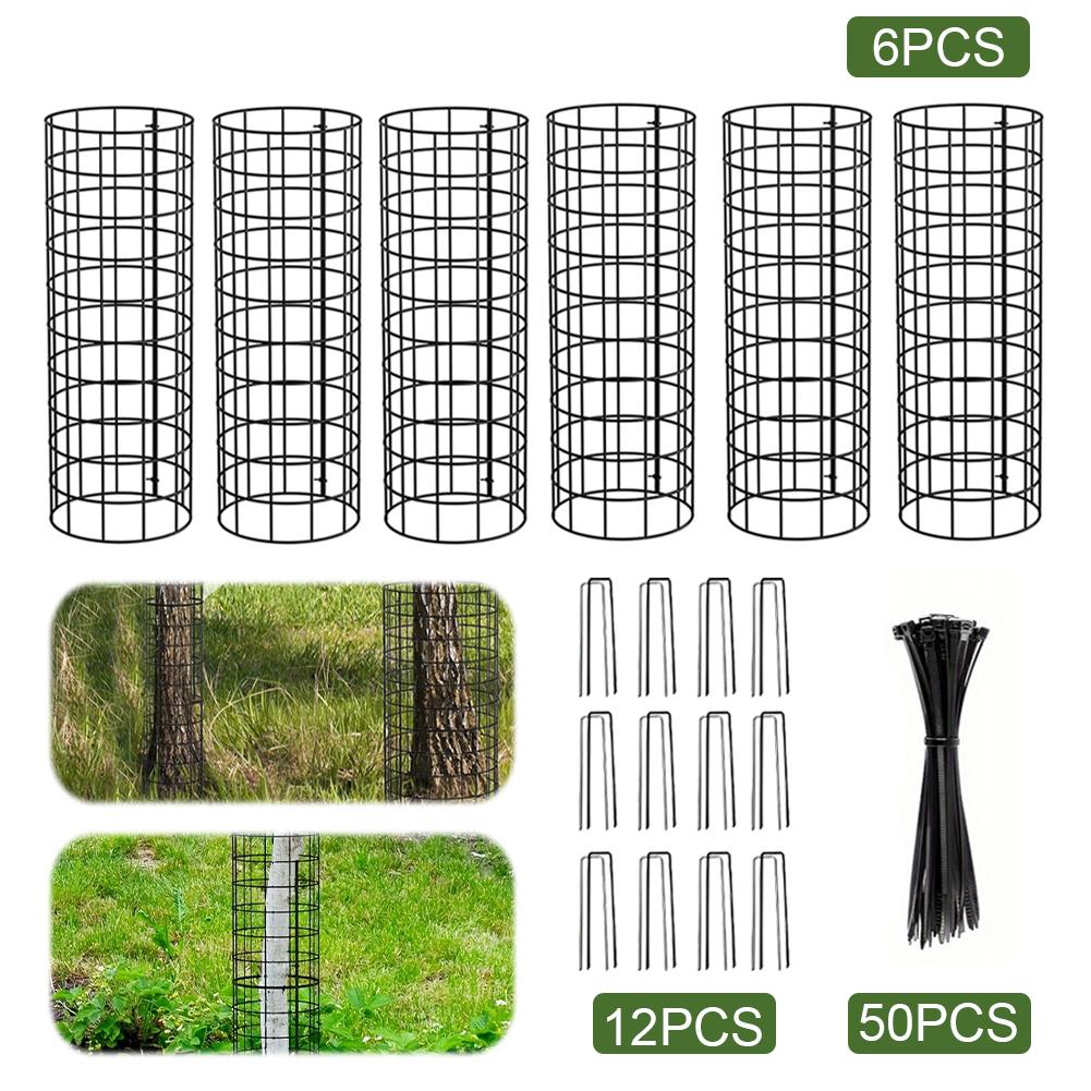 

6 Pcs Tree Trunk Protector with Zip Ties & Stakes Metal Plant Guard Protectors Tree Bark Protector To Protect Bark Tree Tubes China Mainland