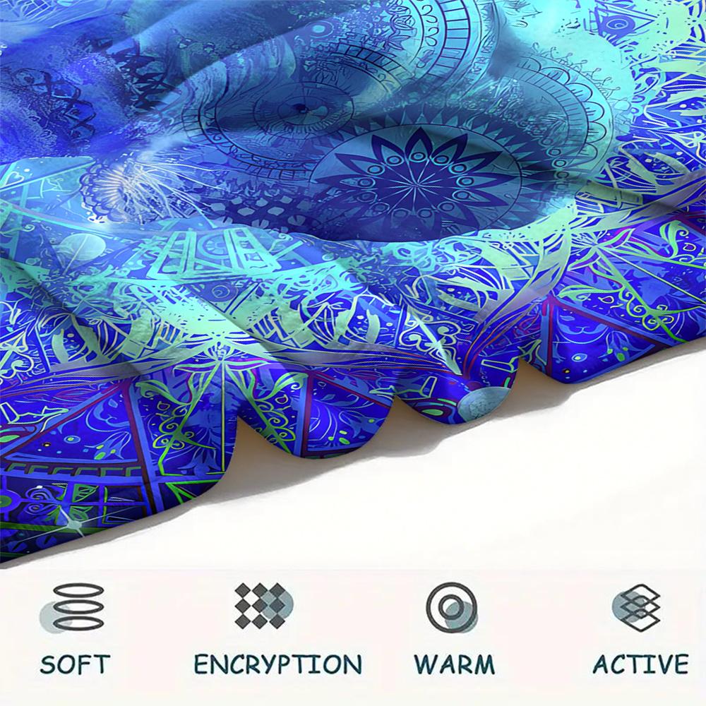 1Pc Abstract Elephant Print Flannel Blanket, High quality Comfortable for All Seasons, Home Decor, Warmth and Comfort, Perfect for Gifts