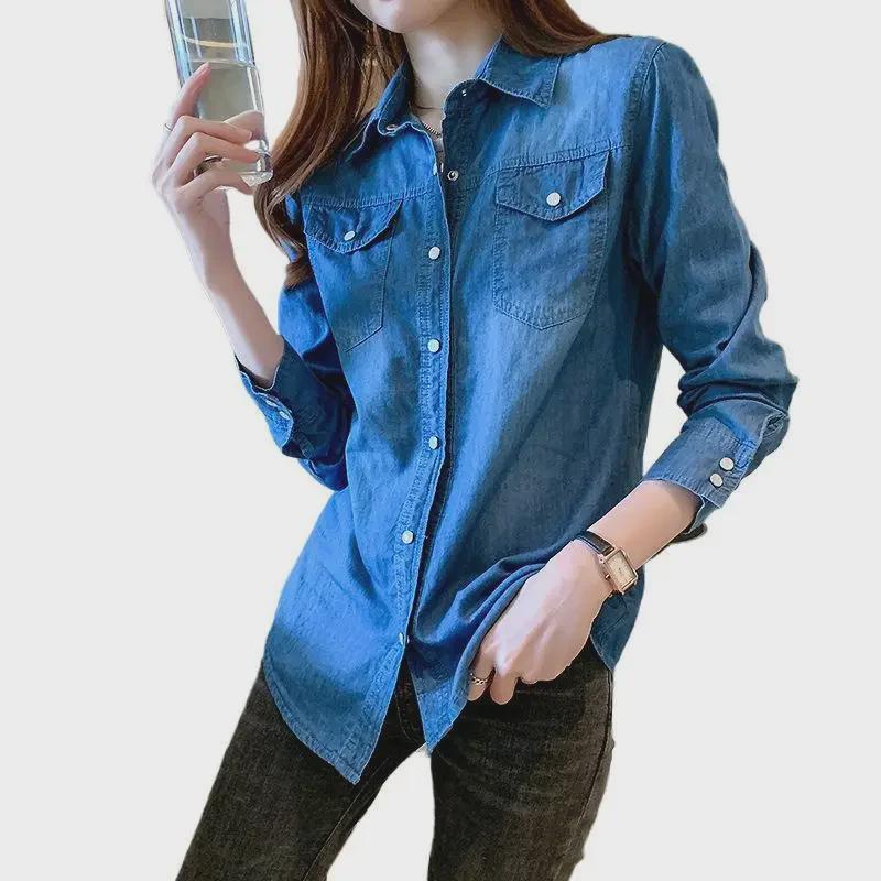 Women's Casual Denim Shirt - Trendy Spring/Autumn Lightweight Jacket