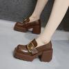 British style loafers women's 2025 spring new thick-soled heightened thick-heeled small leather shoes, one pedal high-heeled single shoes