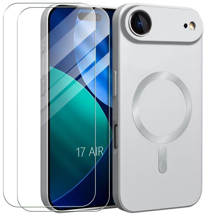 Coque de Protection - E.F.Connection - pour iPhone Air - Anneau Magnétique Argenté - 2 Verres Trempés