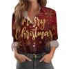 Women's Christmas Print Casual Half-Open Collar Long Sleeve Shirt