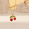 Drip Oil Slightly Inlaid Red Cherry Light Luxury Necklace Women's Fashion Versatile High Sense Does Not Fade Collarbone Chain