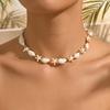 Beach Shell Starfish Choker Necklace Gold Bohemian Conch Beaded Adjustable Summer Vacation Jewelry for Women