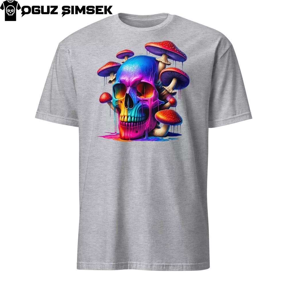

Psychedelic Skull and Shroom Fiesta Unisex Tee – Groovy Graphic, Trippy Vibes! 4XL