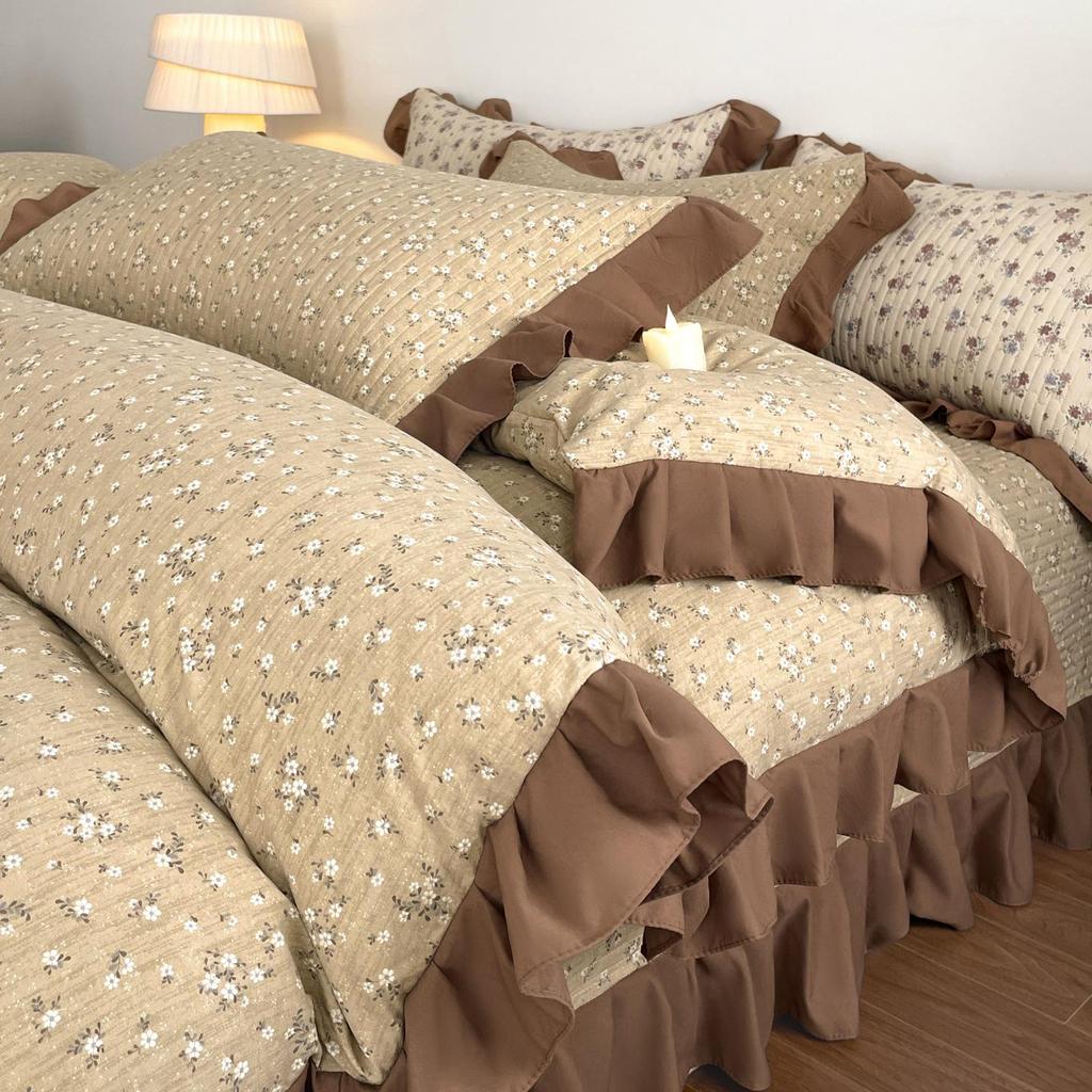 Korean Lace Floral Bedspread Set: Imitation Cotton, Single Dorm, 3-Piece