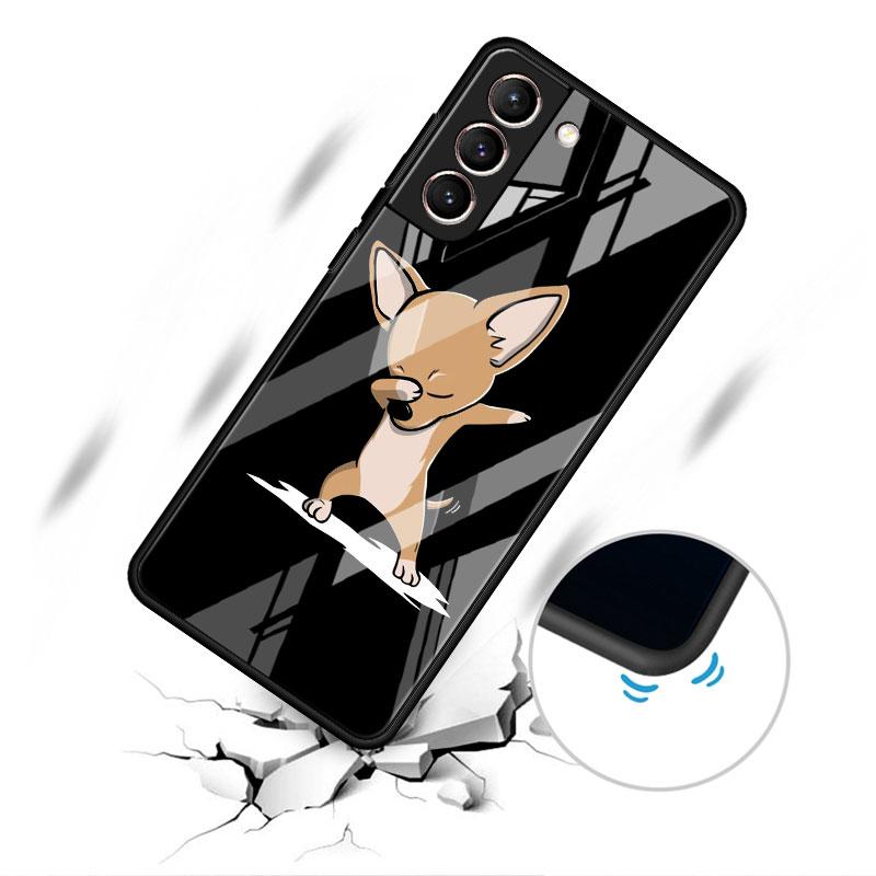 Dog Cute Animal Glass Case For Samsung Galaxy S22 S20 FE S21 Plus Phone Cover S10 5G S9 Note 20 Ultra 10 Lite Shell