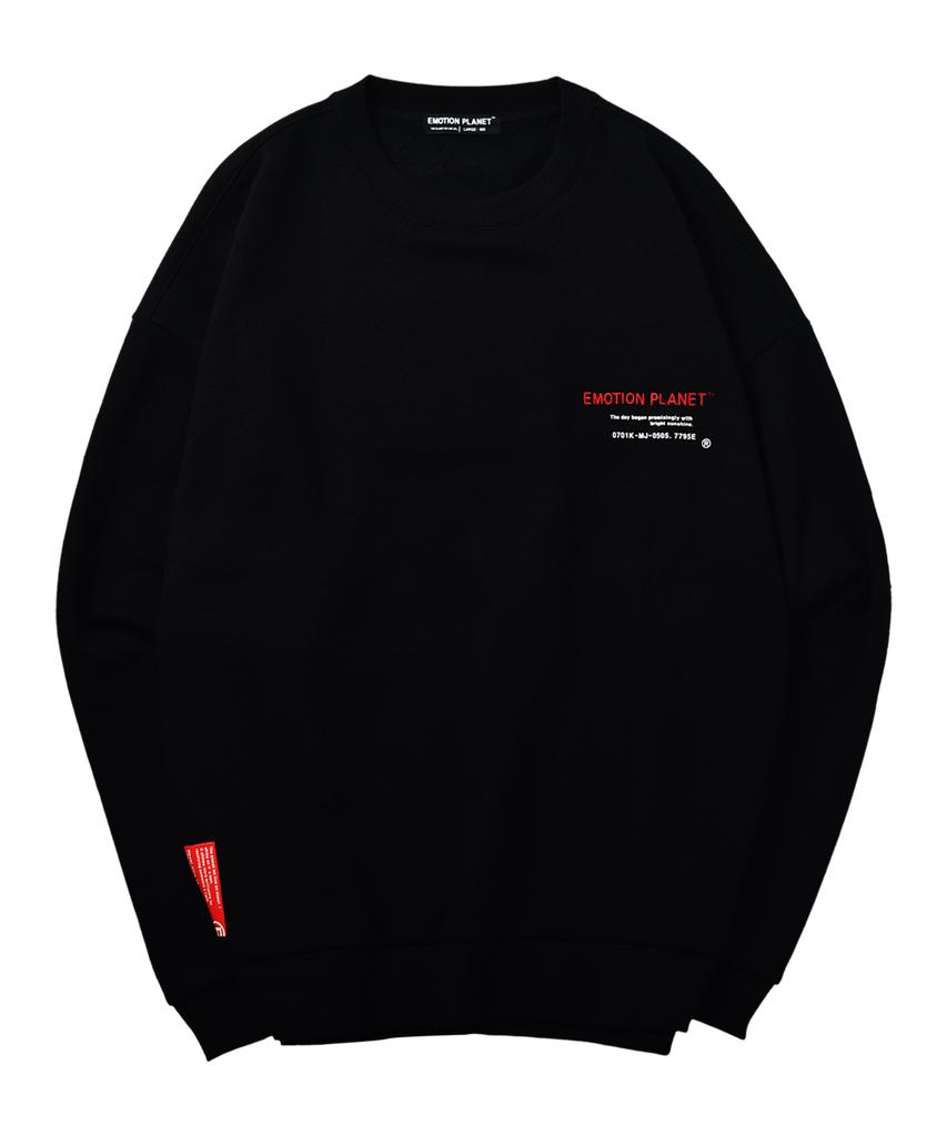 EMOTION PLANET Quadrangle Brushed Fleece Sweatshirt (Black)