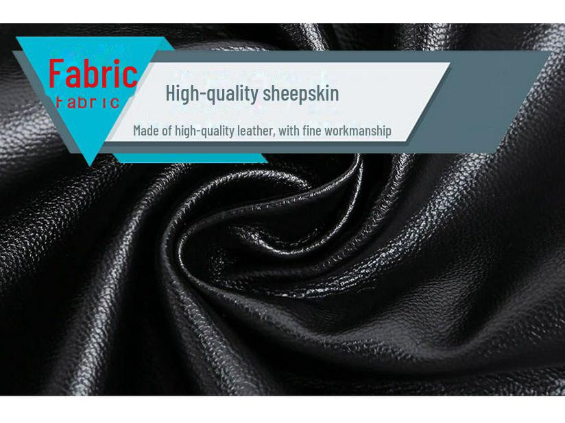 Unisex Sheepskin Leather Motorcycle Gloves with Velvet Lining for Winter Warmth