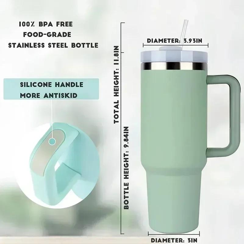 Car Cup Large Capacity Water Cup with Handle and Straw Double-walled Insulated Travel Mug Holiday Gifts 40oz