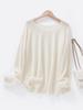 Royal Velvet Series: Women's One-Shoulder Loose Knit Pullover - Mulberry Silk, Cashmere & Wool Sweater