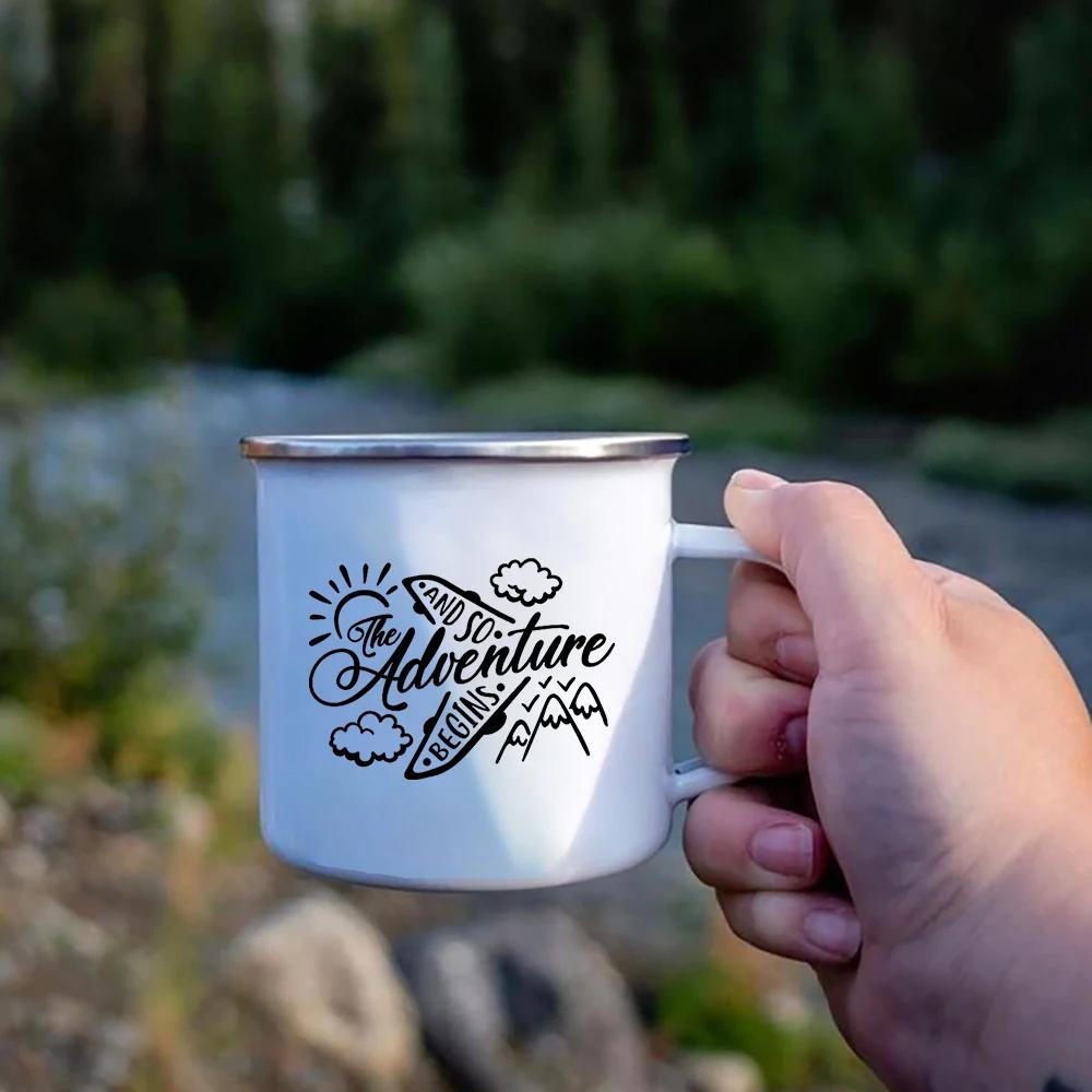 

Enamel Coffee Cocoa Mugs Let s Go Outdoor Travel Camping Bonfire Party Wine Beer Drink Juice Cups Home Breakfast Milk Water Mug 360ML