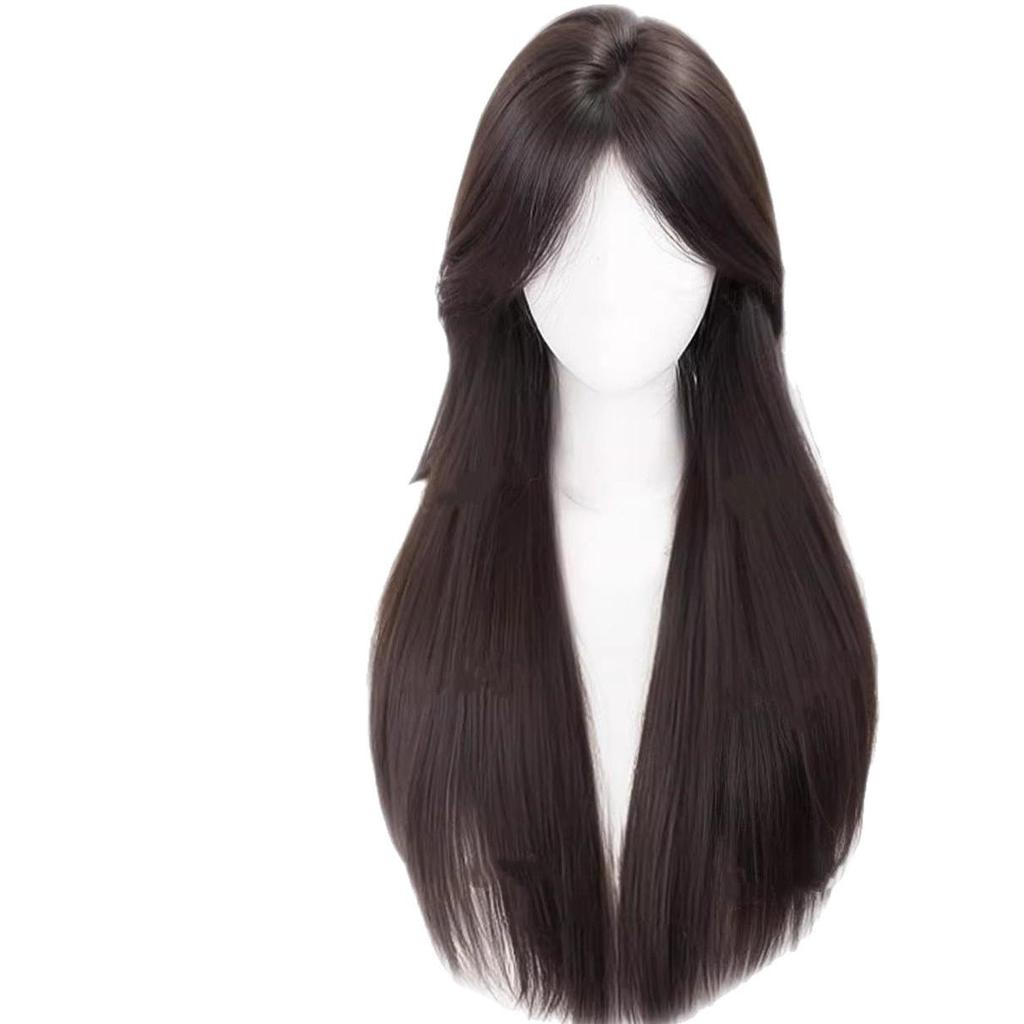 Black Long Straight Wig for Women - Realistic Hairline, Traceless, Middle Part, Daily Wear, Full Head Coverage