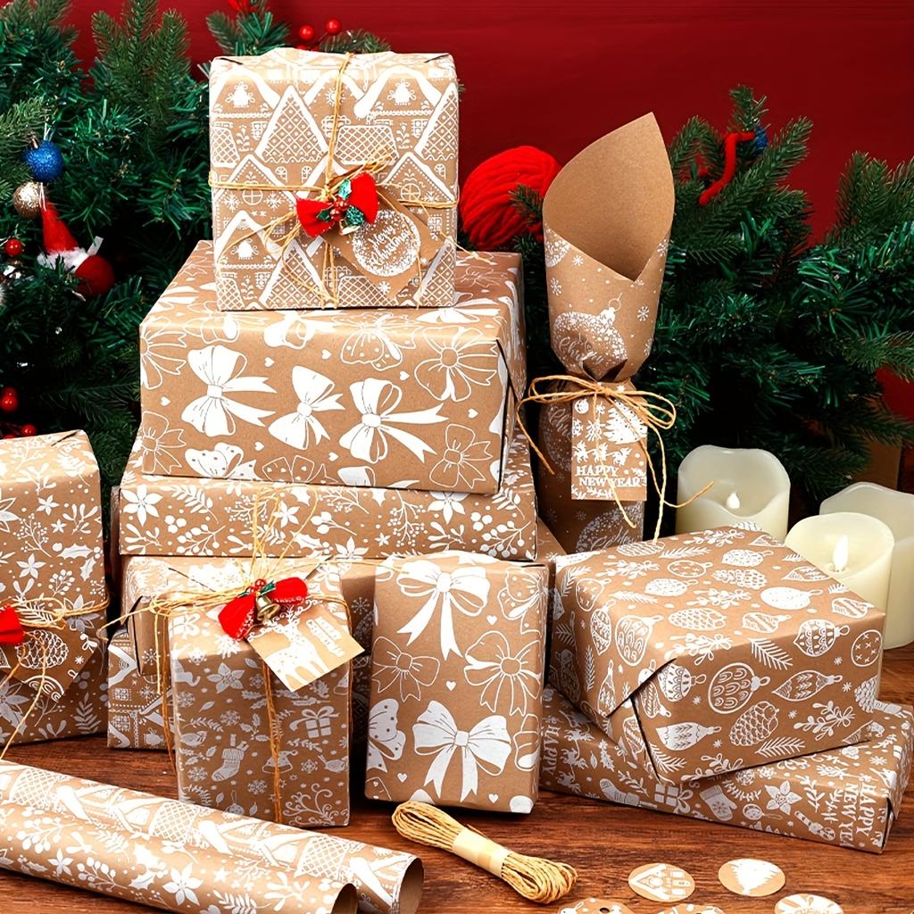 1roll Large Roll Christmas Wrapping Paper -Vintage Brown, Ruffled Edge Elegant Gift Wrap for Wedding & Christmas, Smooth Texture