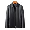 Men's High-End Genuine Sheepskin Leather Jacket, Business Casual Stand-Up Collar, Fleece-Lined for Middle-Aged.