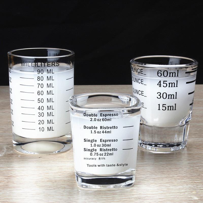 Measuring Cups with Scale Glass for Kitchen, Small Measuring Cups for Cocktail, Ounce, Round Espresso, Bar Drinker, Milk Tea Too