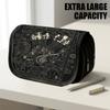 1pc Flip-Top Pencil Case, Mechanical Golden Large Capacity Thickened Oxford Pencil Bag Double-Layer Zipper Pencil Pouch, Aesthetic Back To School Supp
