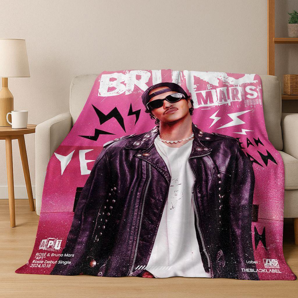 3D Bruno Mars Superstar Flanelldecke, kuschelweiche Überwurfdecke für Zuhause, Schlafzimmer, Bett, Sofa, Picknick, Büro, Geschenk für Kinder