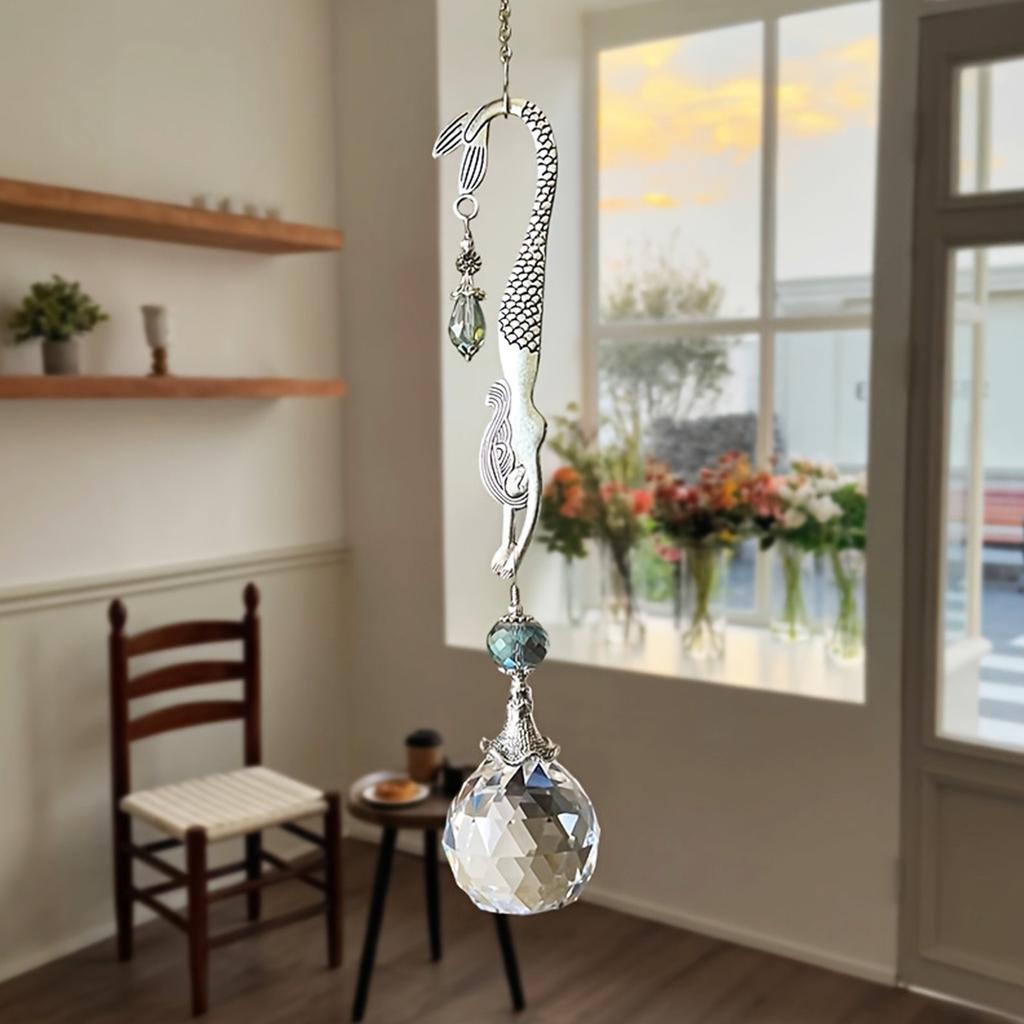 1Pc Elegant Mermaid Crystal Dream Catcher, Suitable for Balcony Decoration, Garden Arrangement, Window Display, and Various Occasions - an Ideal