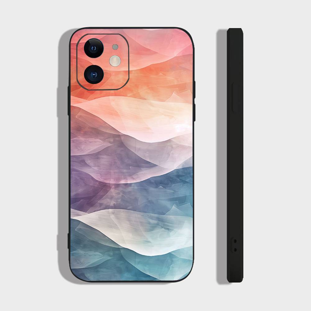 

Colorful Clouds Phone Case For IPhone 17 Air 16 15 14 13 Pro Max 11 12 Black Silicone Cover IPHONE 15