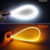 LED DRL Car Daytime Running Light Flexible Waterproof Strip Auto Headlights White Turn Signal Brake Flow Lights 12V