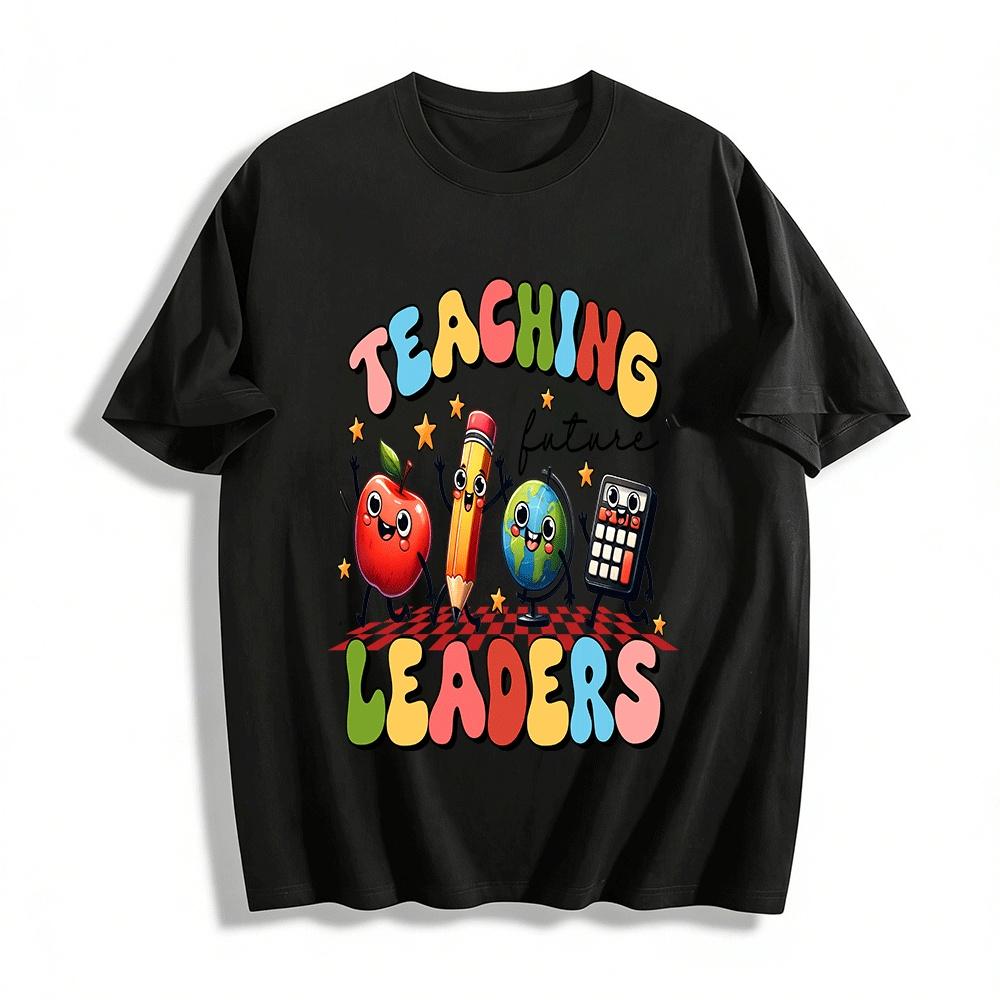 Teaching Future Leaders Back To School Teacher Graphic Tee Pure cotton T-shirt XXS