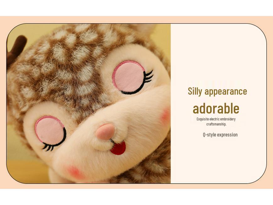 Cute Cartoon Sika Deer Plush Toy - Lying Fawn Pillow Doll