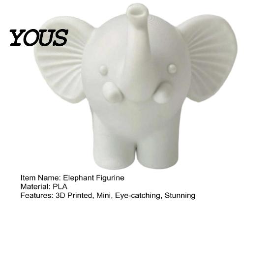 Figurine Decor Mini Elephant Figurine, 3D Printed Cute Animal Desktop Sculpture Decoration, Small Tabletop Ornament for Home Office Surface Model