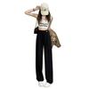 Narrow version wide-leg pants women's spring and summer new straight casual high-waisted thin high-end drape design suit pants