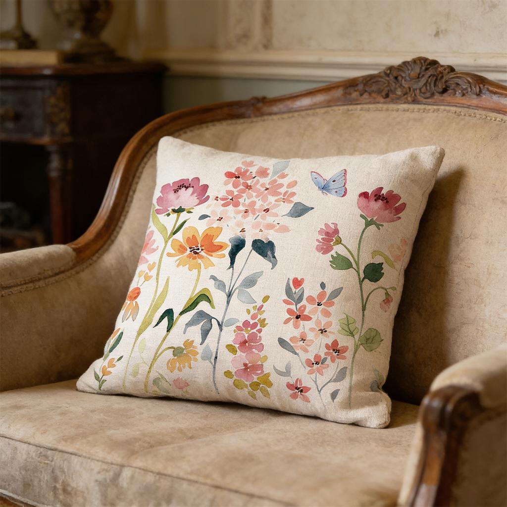 1pc Floral Printed Decorative Pillowcase, Suitable for Living Room Sofa Bed Chair Bedroom Decoration, Flower Printed Pattern