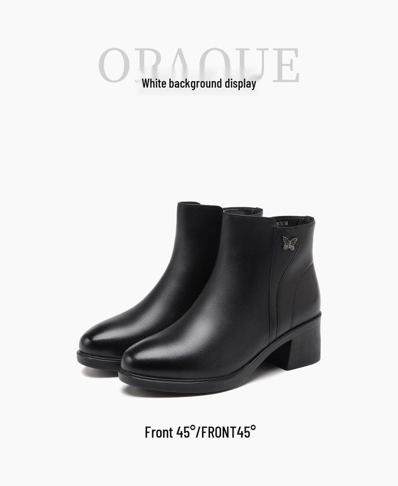 Red Dragonfly Women's High-Heel Winter Boots - Genuine Leather, Height-Boosting, Velvet-Lined, Thickened, High-Top