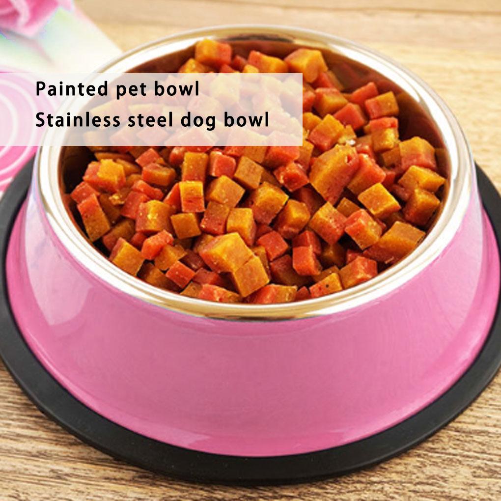 Stainless Steel Pet Bowl Portable Replacement Round Stackable Shockproof Odorless Coated Household Pets Feeding Dish