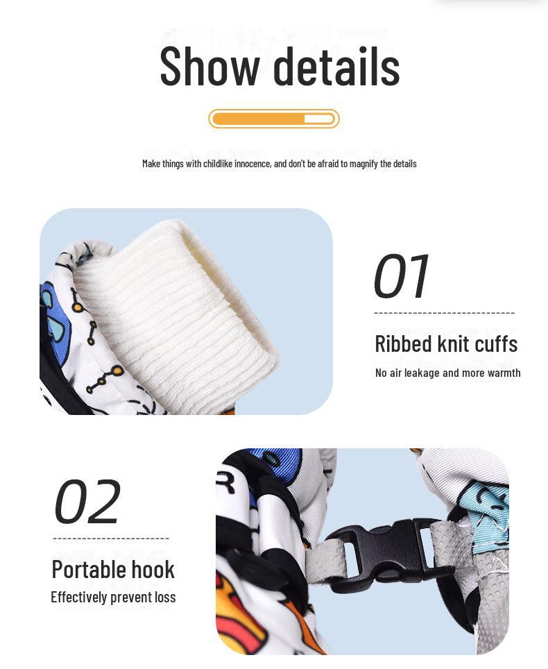 Mănuși de schi impermeabile pentru copii - Calde, antiderapante, îngroșate, căptușite cu catifea pentru băieți și fete