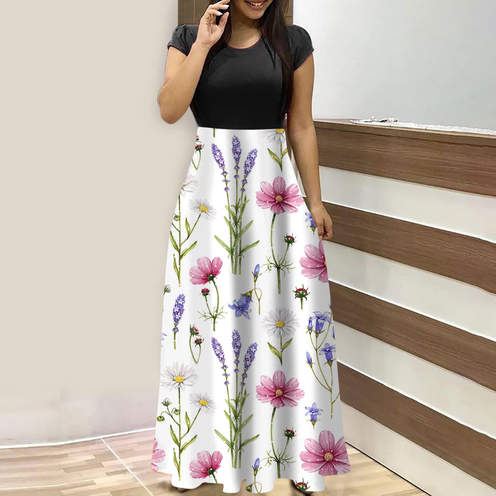 

Женские модные повседневные свободные платья с круглым вырезом и коротким рукавом XL