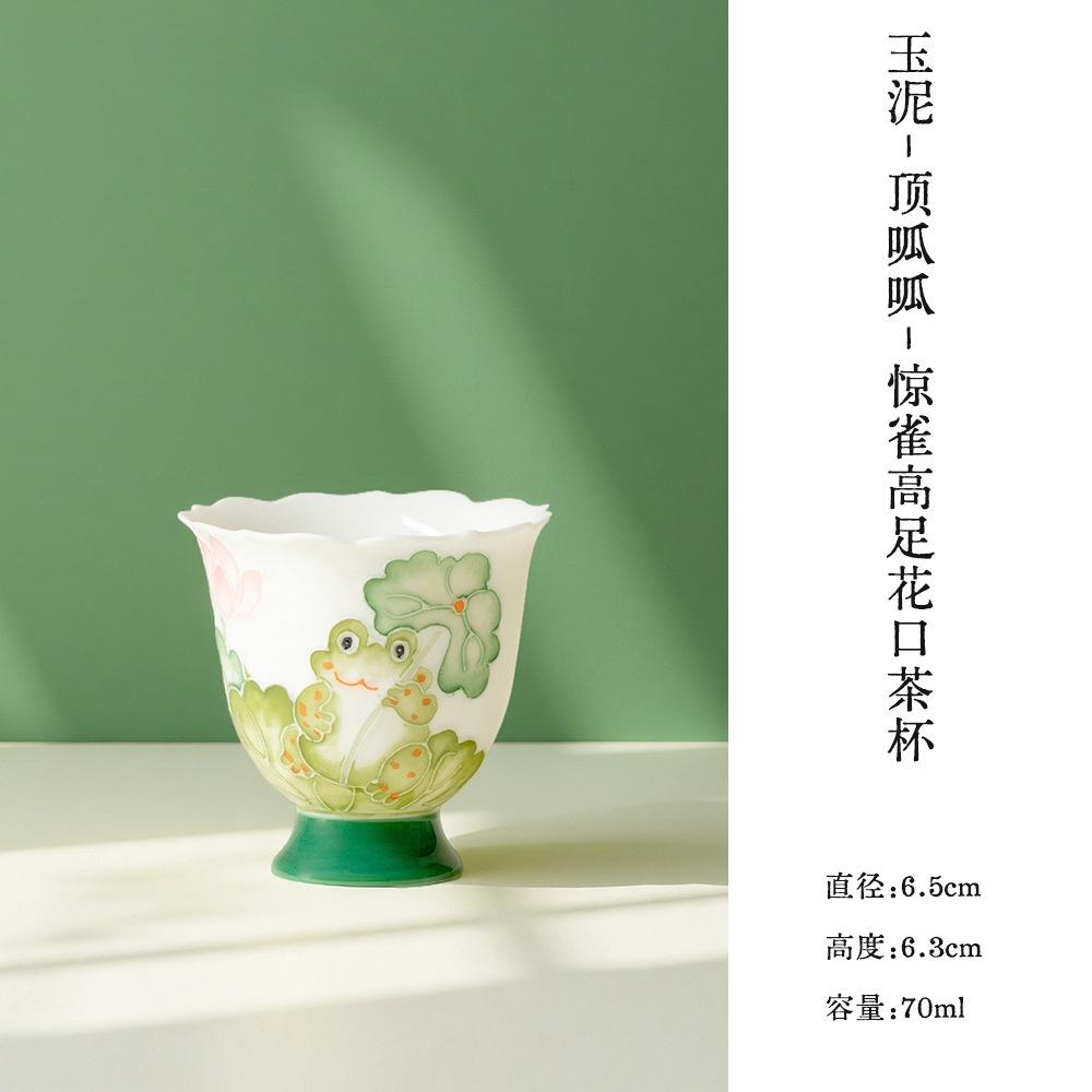 

70ml Hand-painted Frog High Foot Teacup Zen Tea Bowl Tea Cup Set Tea-tasting Smelling Cup Jianzhan Master Cups Chinese Tea Set