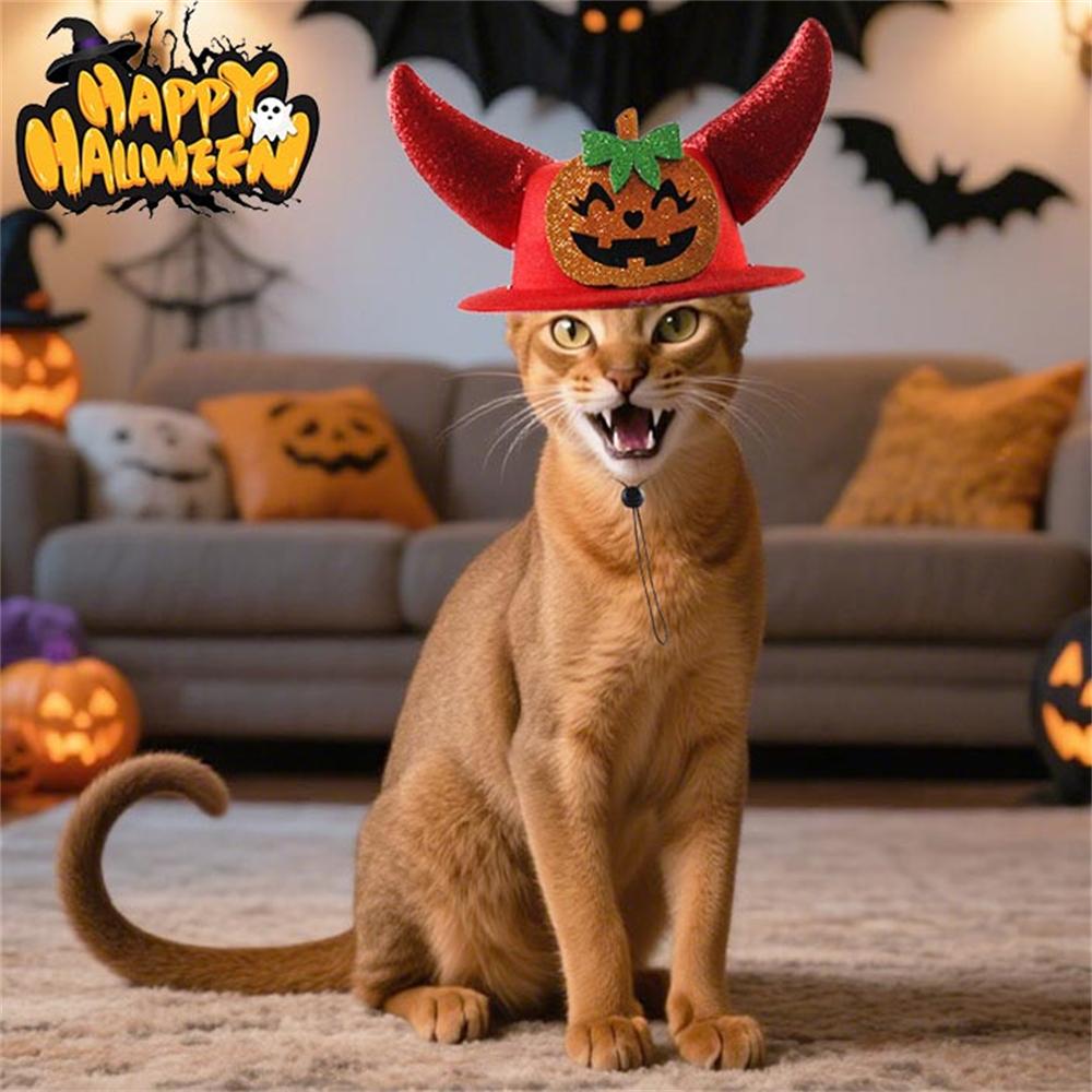 1pc Halloween Horn Hat for Small Dogs Cats Adjustable Party Costume with Funny Devil Horns Cute Pet Cosplay for Halloween Party