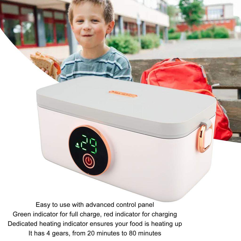 Elektrische Lunchbox 1L Fassungsvermögen USB-wiederaufladbar Tragbar Kabellos Beheizbare Lunchbox für Büro Reisen Auto