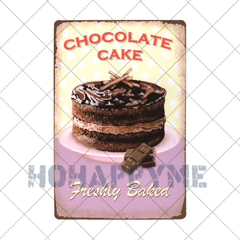 Food Dessert Sign Cake Donuts Hot Dog Metal Plaque Vintage Poster Decorative Restaurant Shop Cafe Wall Decoration Plates 20x30cm