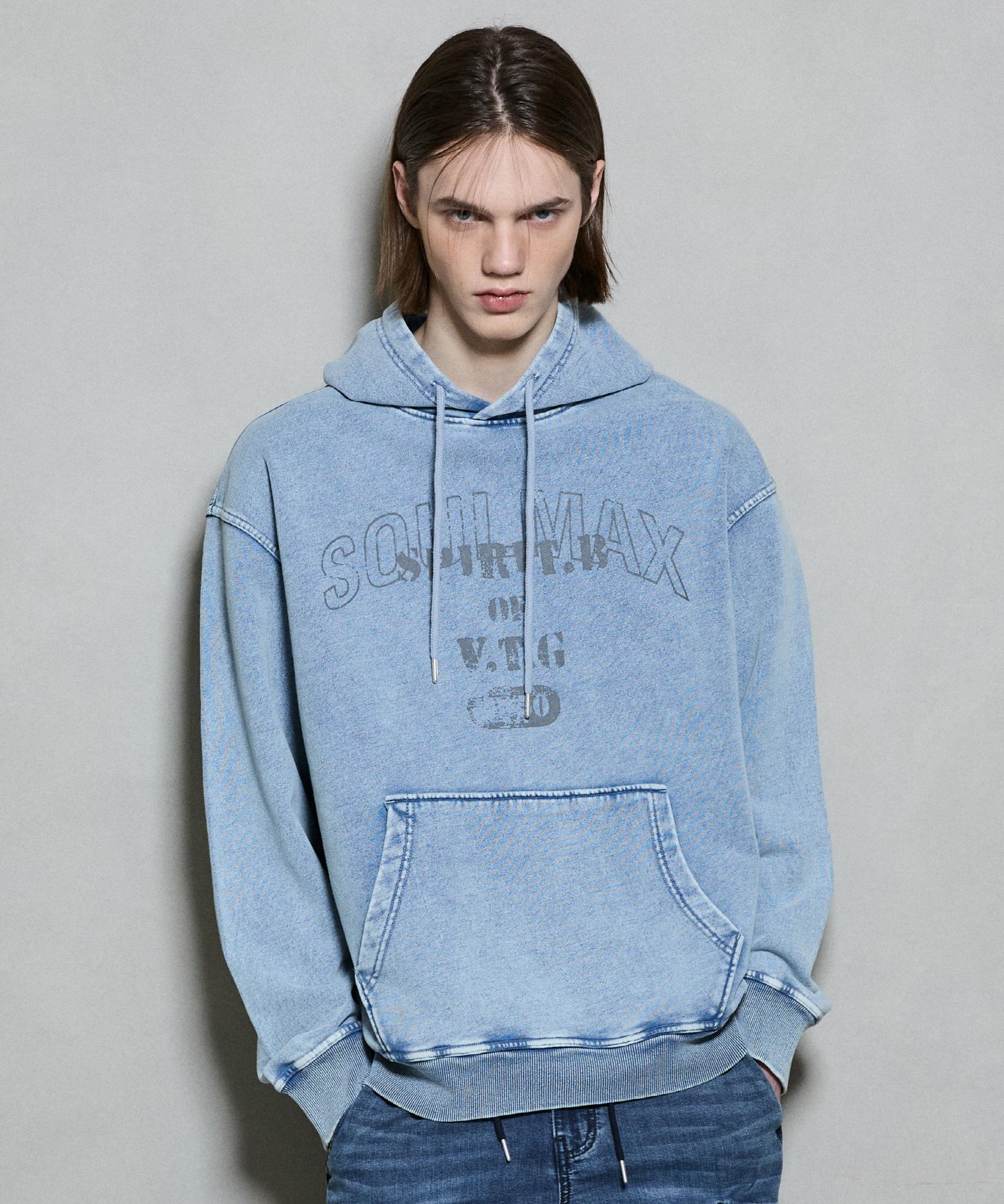 Burkeru Oversized Indigo Washed Artwork Hoodie Light Indigo Light Indigo_L
