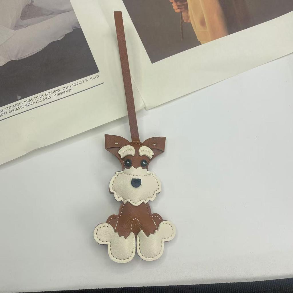 Schnauzer Puppy Leather Keychain Bag Charm