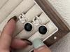 Dongdaemun S925 Sterling Silver Black Agate Lava Retro Stud Earrings