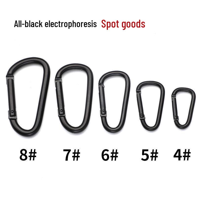 D-Shaped Black Aluminum Carabiner Bluetooth Earphone Case Hook Keychain Ornament