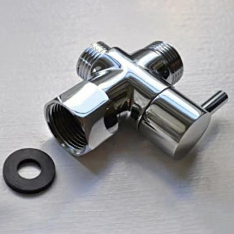 G1/2 inch three-way diverter valve T-type adapter converter brass valve water diverter for bathroom shower faucet head