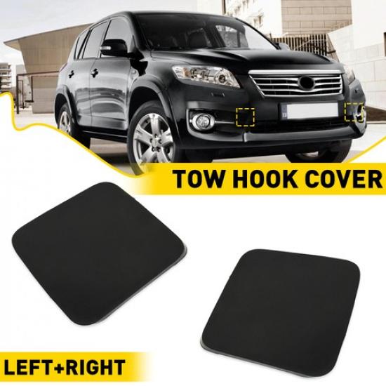 2pcs Front Bumper Tow Hook Eye Cover Cap Black Fits for Toyota RAV4 2011-2012 US