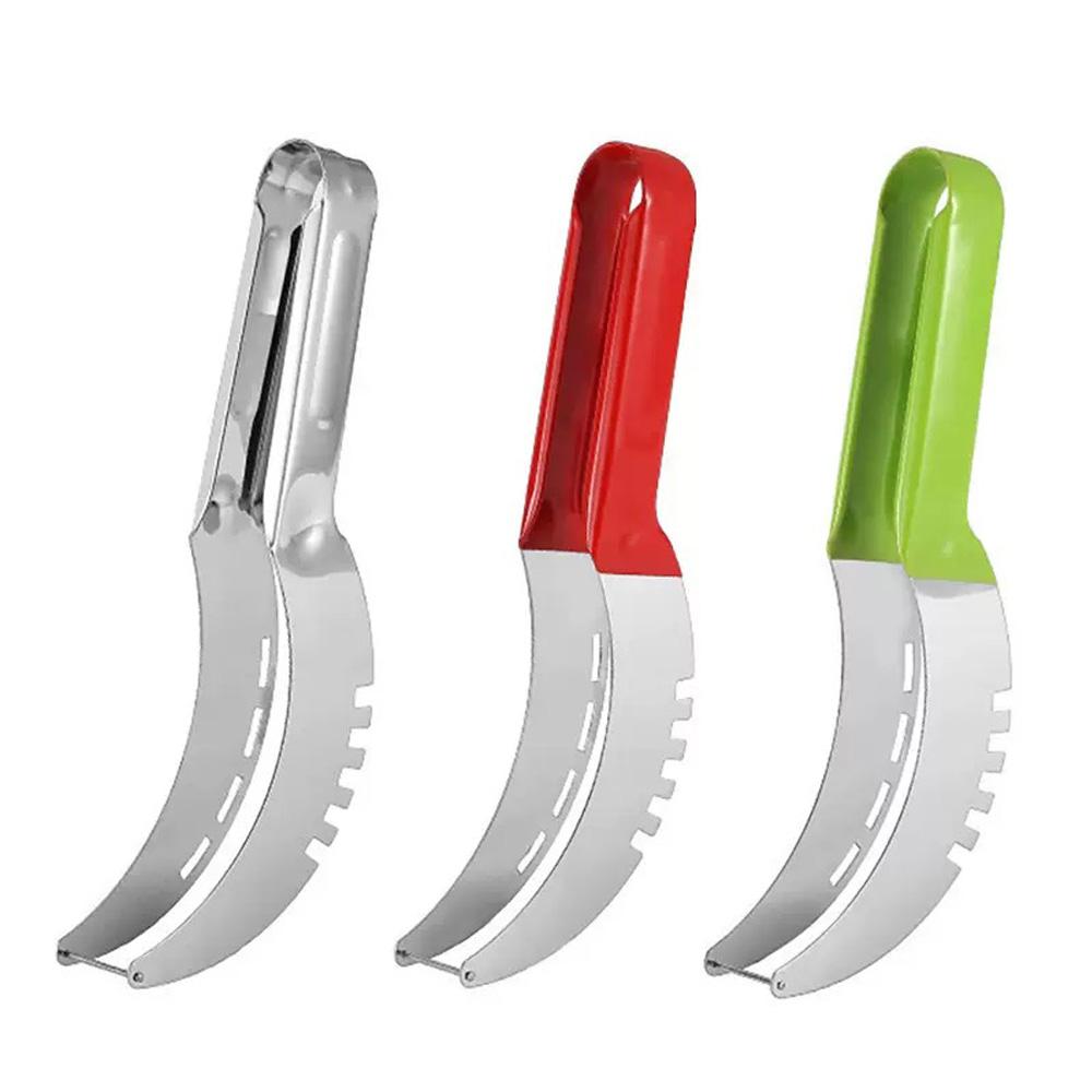 Stainless steel watermelon slicer and fruit slicer - straight blade for precise slicing, durable kitchen tool for safe and effic