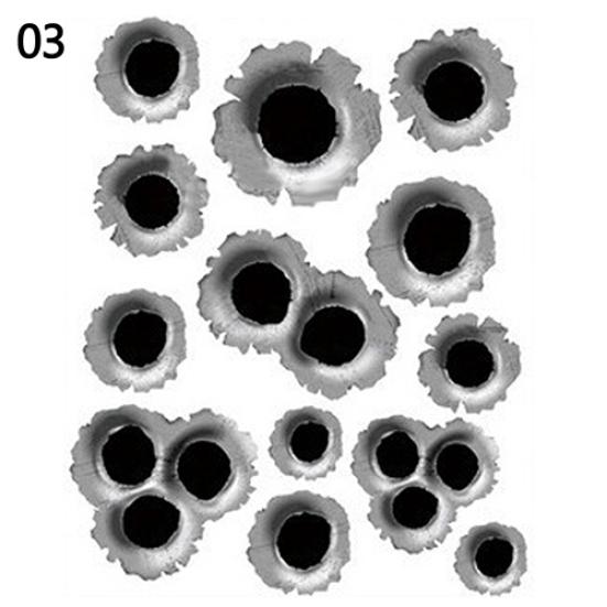 Waterproof Car Styling Shothole Scratch 3D Fake Car Funny Helmet Sticker Decals