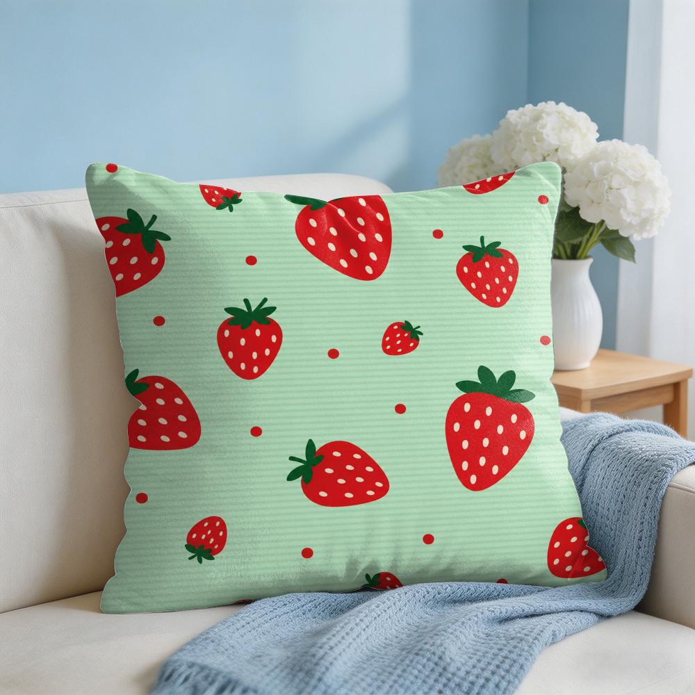 Fruit Strawberry Cushion Cover Short Plush Soft DoubleSided Printing Pillow Case Cozy Sofa Bedroom Home Decor Gift